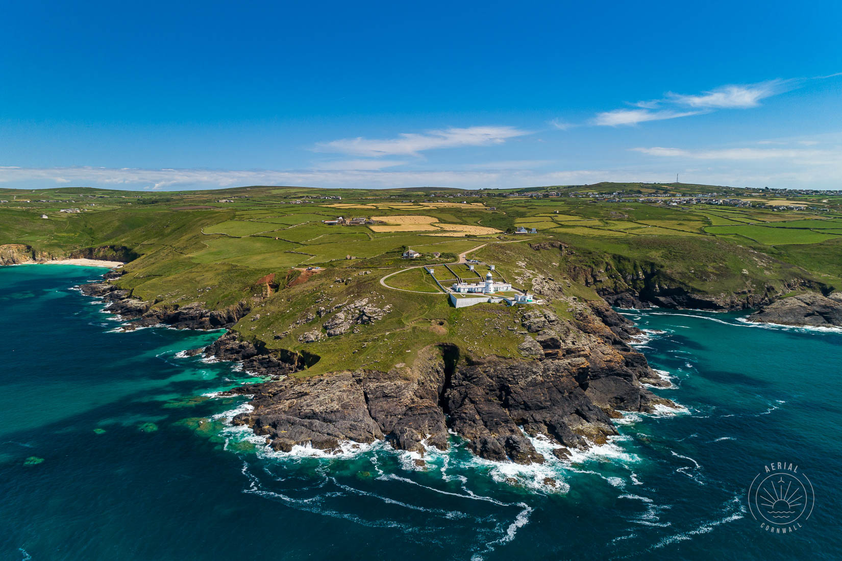aerial-cornwall-print-pendeen-lighthouse