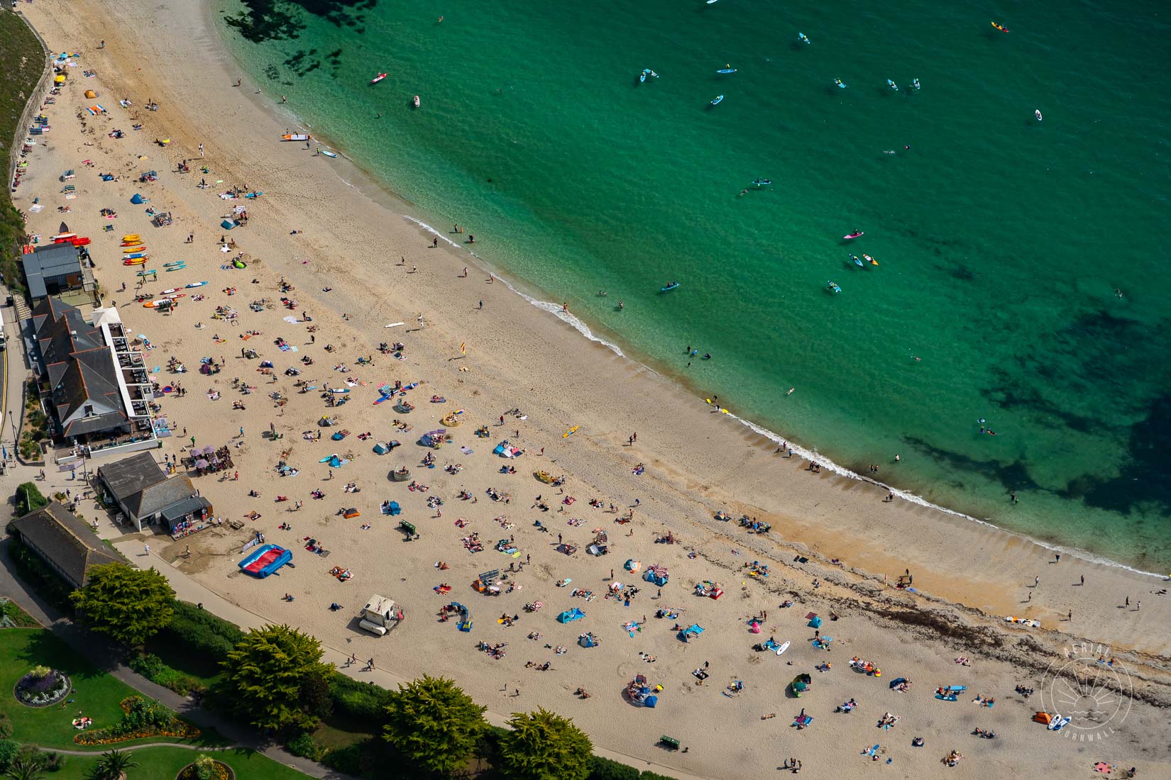 aerial-cornwall-print-plane-falmouth-gyllyngvase-beach
