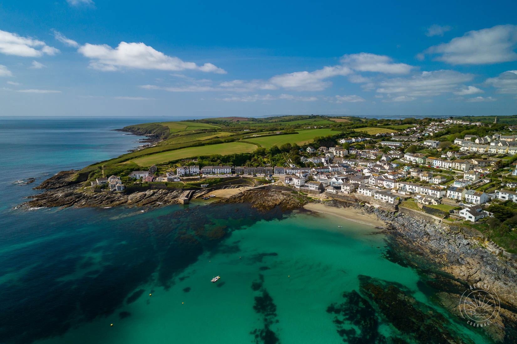aerial-cornwall-print-portscatho