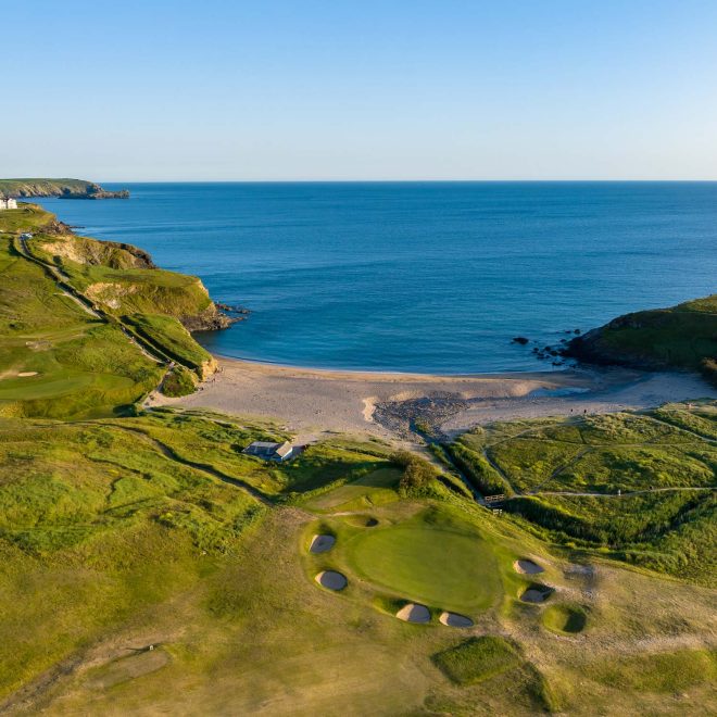 green-aerial-cornwall-golf-course-filming-photography